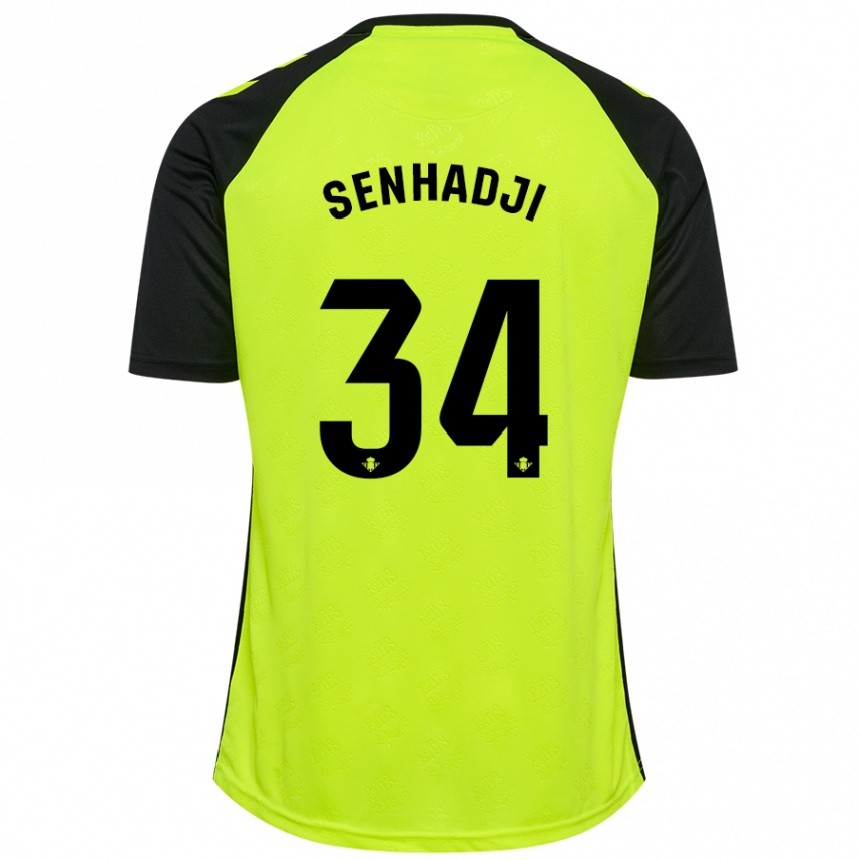 Men Football Yanis Senhadji #34 Fluorescent Yellow Black Away Jersey 2024/25 T-Shirt Canada