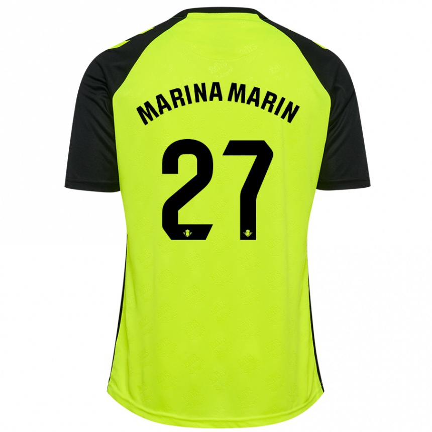 Men Football Marina Marín #27 Fluorescent Yellow Black Away Jersey 2024/25 T-Shirt Canada