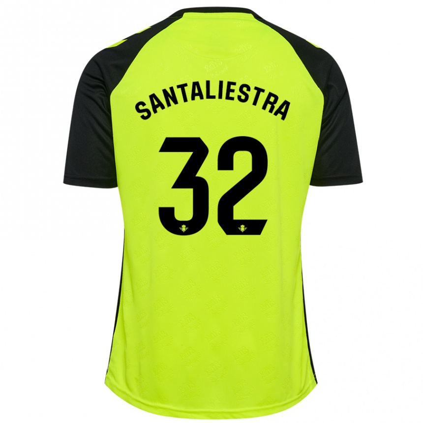 Men Football Carla Santaliestra #32 Fluorescent Yellow Black Away Jersey 2024/25 T-Shirt Canada