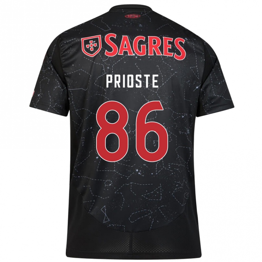 Men Football Diogo Prioste #86 Black Red Away Jersey 2024/25 T-Shirt Canada