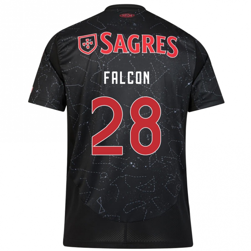 Men Football Andrea Falcón #28 Black Red Away Jersey 2024/25 T-Shirt Canada