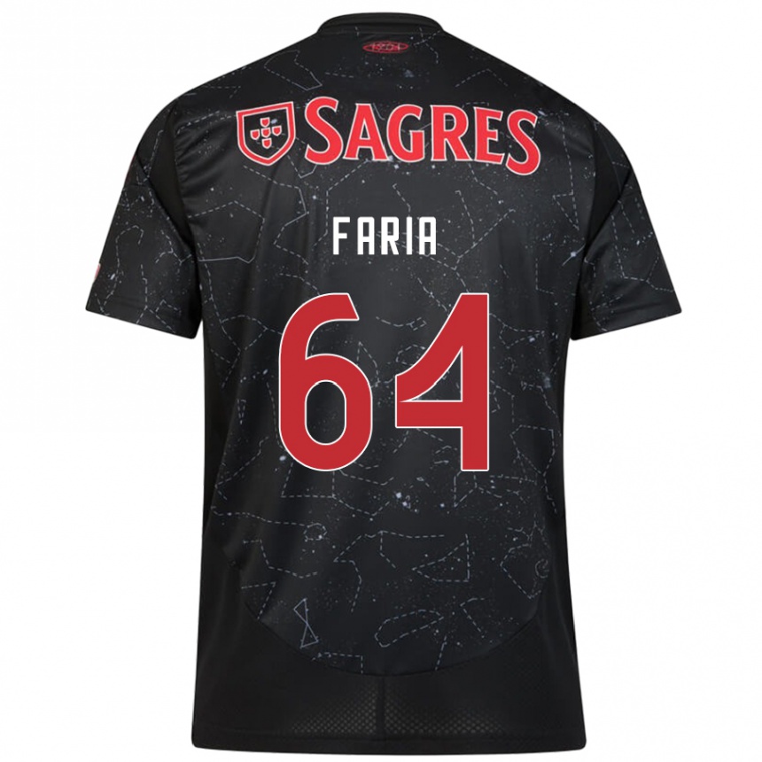 Men Football Hugo Faria #64 Black Red Away Jersey 2024/25 T-Shirt Canada