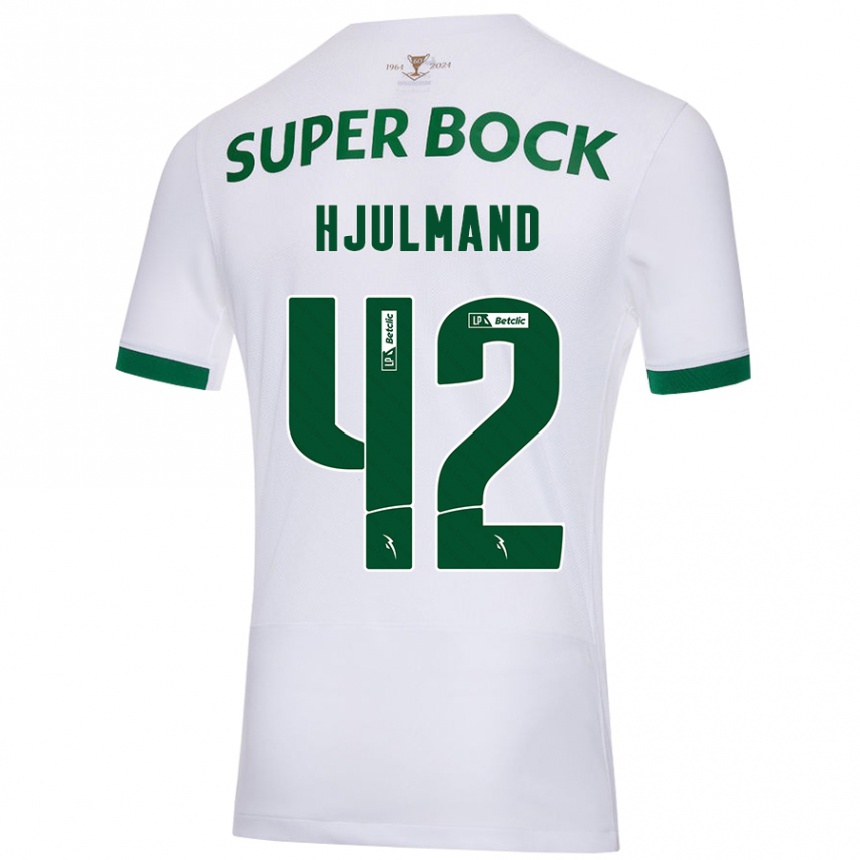 Men Football Morten Hjulmand #42 White Green Away Jersey 2024/25 T-Shirt Canada