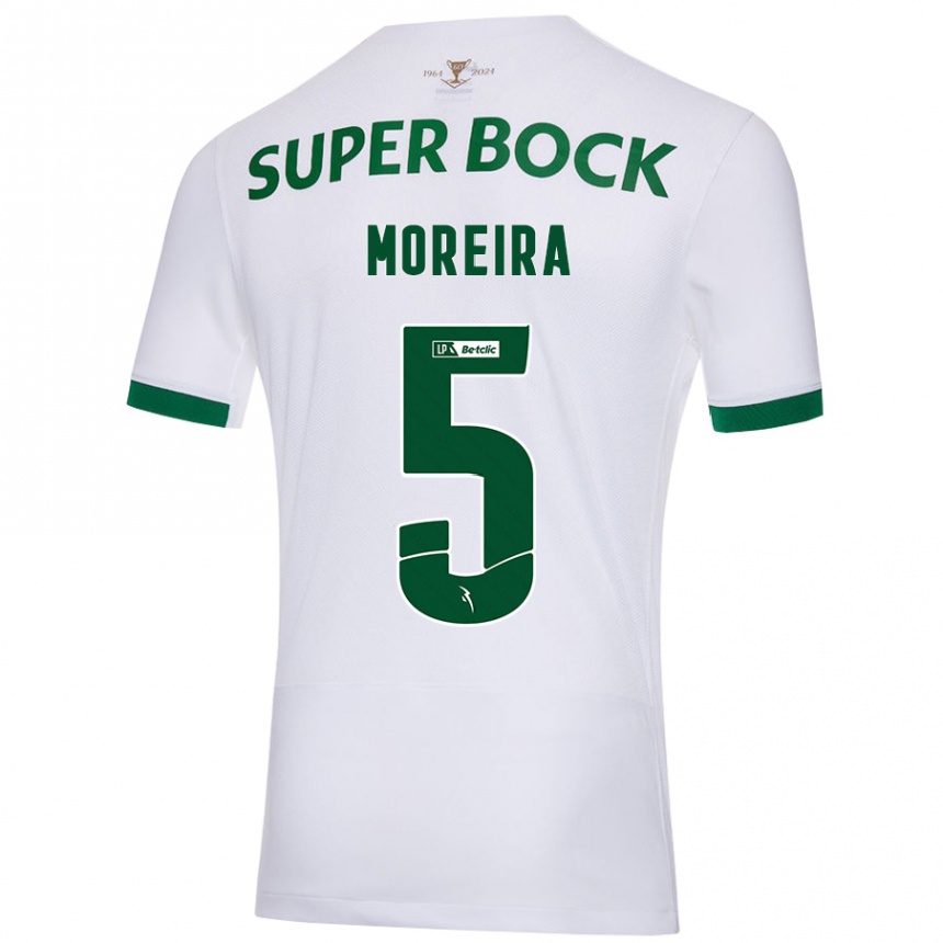 Homme Football Maillot David Moreira #5 Blanc Vert Tenues Extérieur 2024/25 Canada