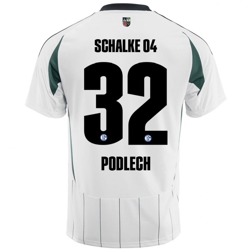 Men Football Luca Podlech #32 White Green Away Jersey 2024/25 T-Shirt Canada