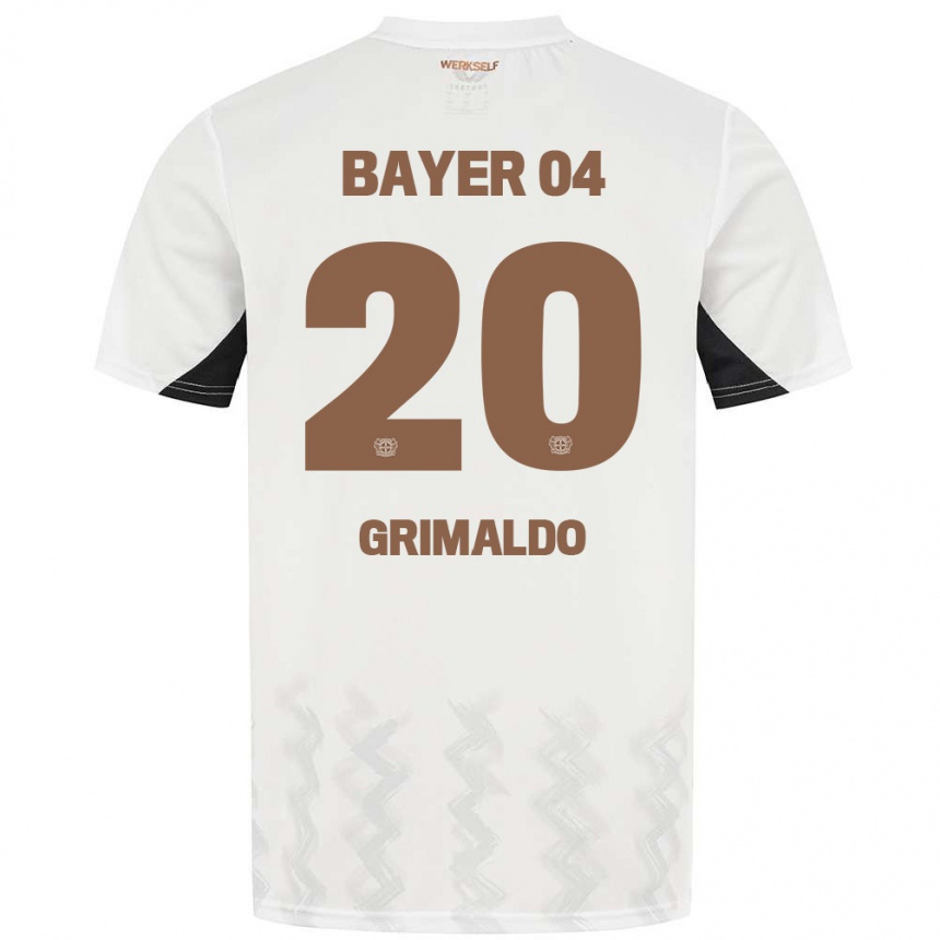 Men Football Alejandro Grimaldo #20 White Black Away Jersey 2024/25 T-Shirt Canada