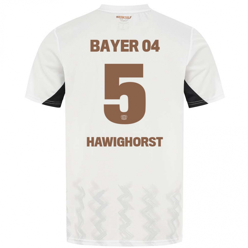 Men Football Ben Hawighorst #5 White Black Away Jersey 2024/25 T-Shirt Canada