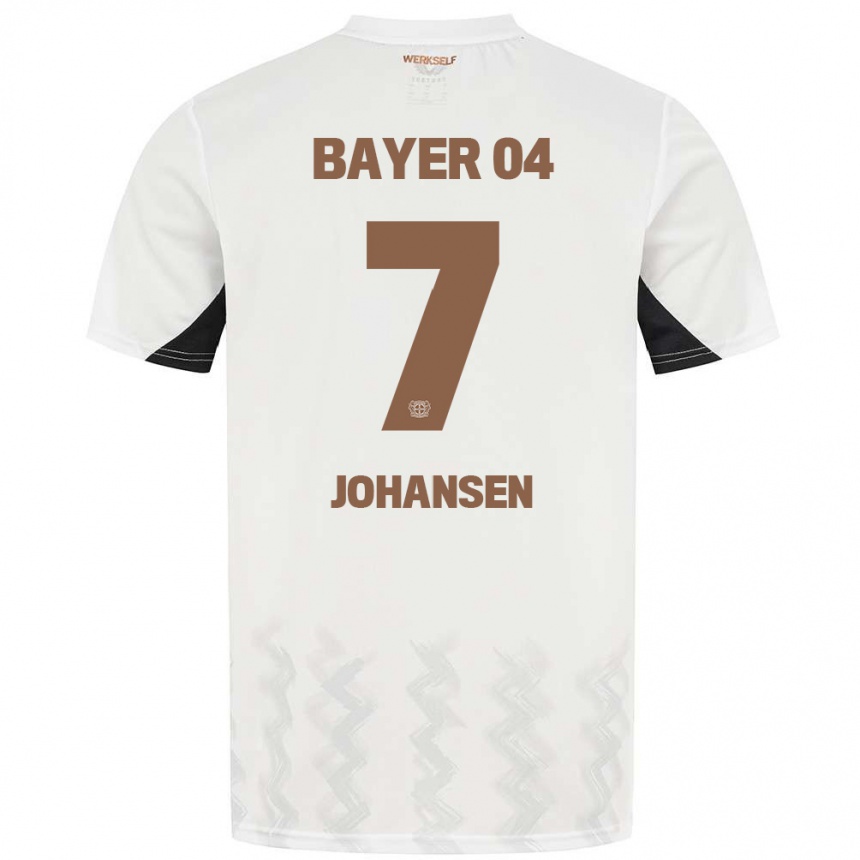 Men Football Cecilie Johansen #7 White Black Away Jersey 2024/25 T-Shirt Canada