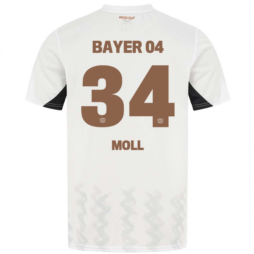 Men Football Anne Moll #34 White Black Away Jersey 2024/25 T-Shirt Canada