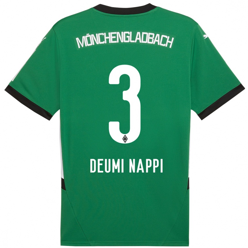 Men Football Dimitrie Deumi Nappi #3 Green White Away Jersey 2024/25 T-Shirt Canada