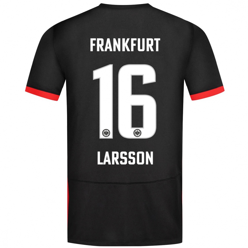 Men Football Hugo Larsson #16 Black Away Jersey 2024/25 T-Shirt Canada