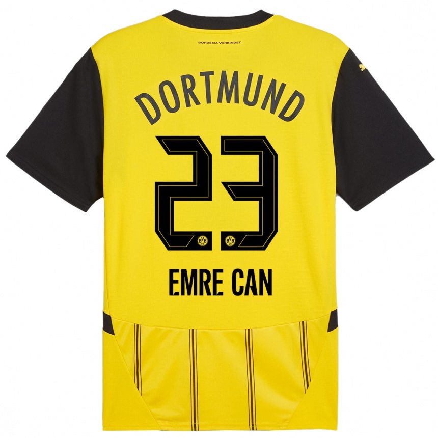 Women Football Emre Can #23 Yellow Black Home Jersey 2024/25 T-Shirt Canada