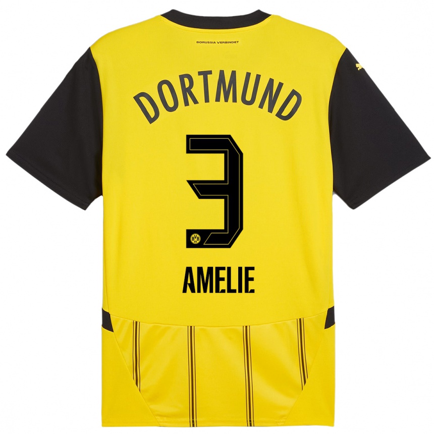 Femme Football Maillot Berger Amelie #3 Jaune Noir Tenues Domicile 2024/25 Canada