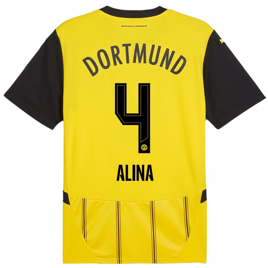 Femme Football Maillot Grijseels Alina #4 Jaune Noir Tenues Domicile 2024/25 Canada