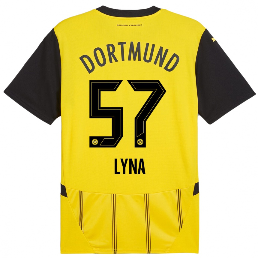 Femme Football Maillot Schwarz Lyna #57 Jaune Noir Tenues Domicile 2024/25 Canada