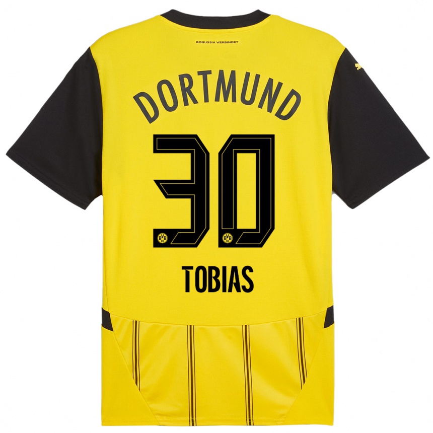 Women Football Vogt Tobias #30 Yellow Black Home Jersey 2024/25 T-Shirt Canada