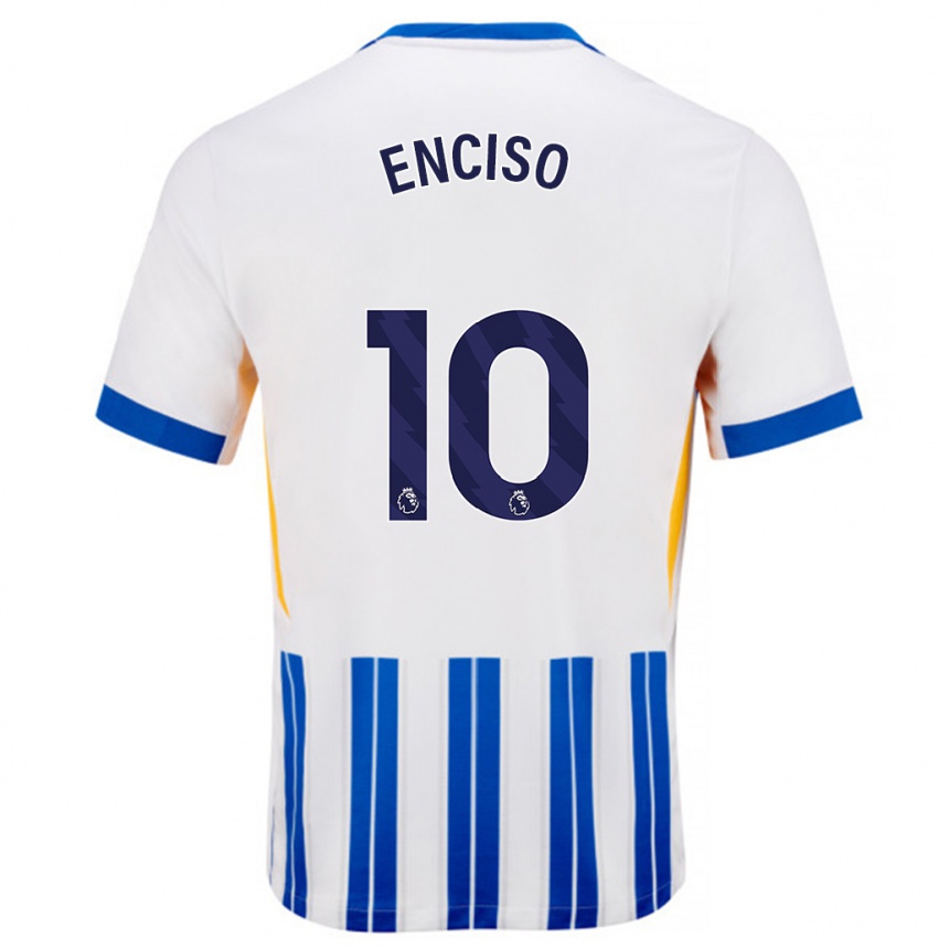 Femme Football Maillot Julio Enciso #10 Blanc Bleu À Rayures Fines Tenues Domicile 2024/25 Canada