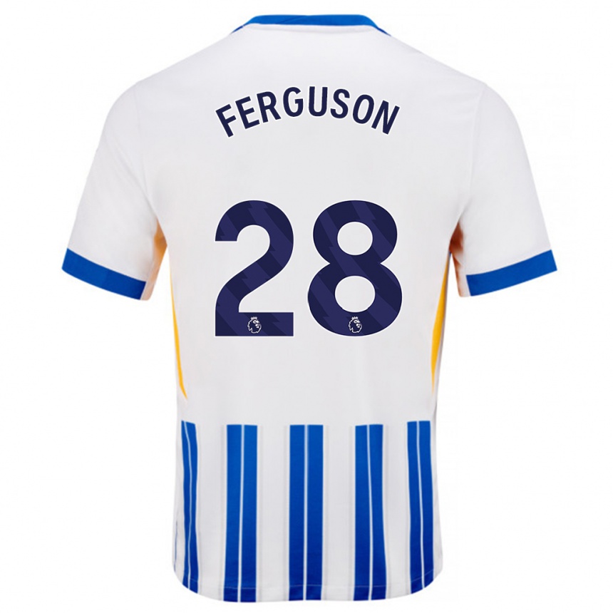 Femme Football Maillot Evan Ferguson #28 Blanc Bleu À Rayures Fines Tenues Domicile 2024/25 Canada