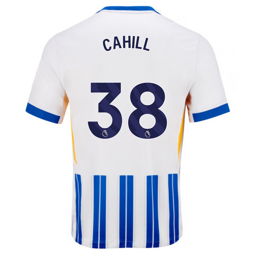 Femme Football Maillot Killian Cahill #38 Blanc Bleu À Rayures Fines Tenues Domicile 2024/25 Canada