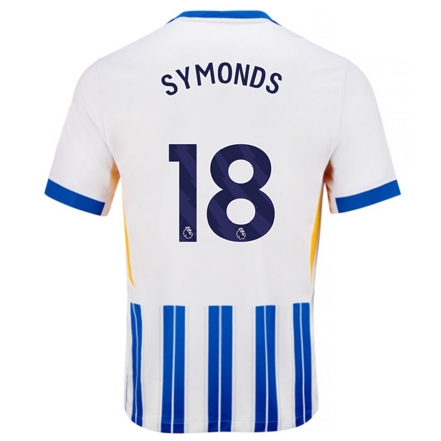 Femme Football Maillot Maisie Symonds #18 Blanc Bleu À Rayures Fines Tenues Domicile 2024/25 Canada