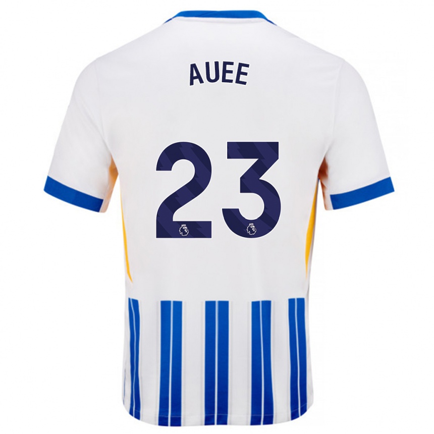 Women Football Marit Auée #23 White Blue Pinstripes Home Jersey 2024/25 T-Shirt Canada