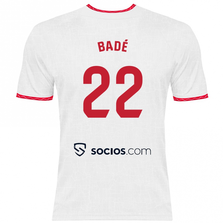 Femme Football Maillot Loïc Badé #22 Blanc Rouge Tenues Domicile 2024/25 Canada