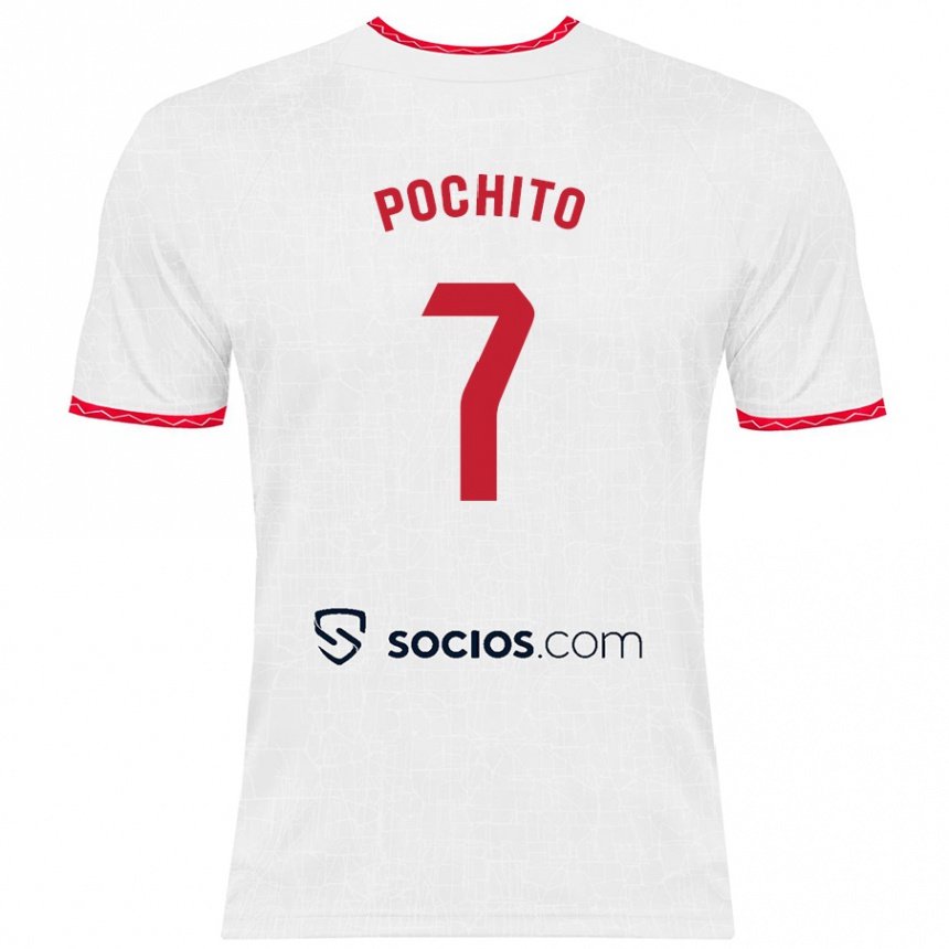 Women Football Pochito #7 White Red Home Jersey 2024/25 T-Shirt Canada