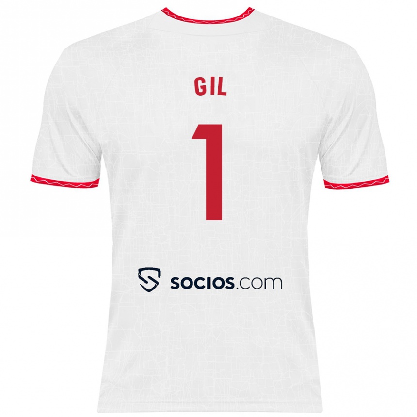 Women Football David Gil #1 White Red Home Jersey 2024/25 T-Shirt Canada