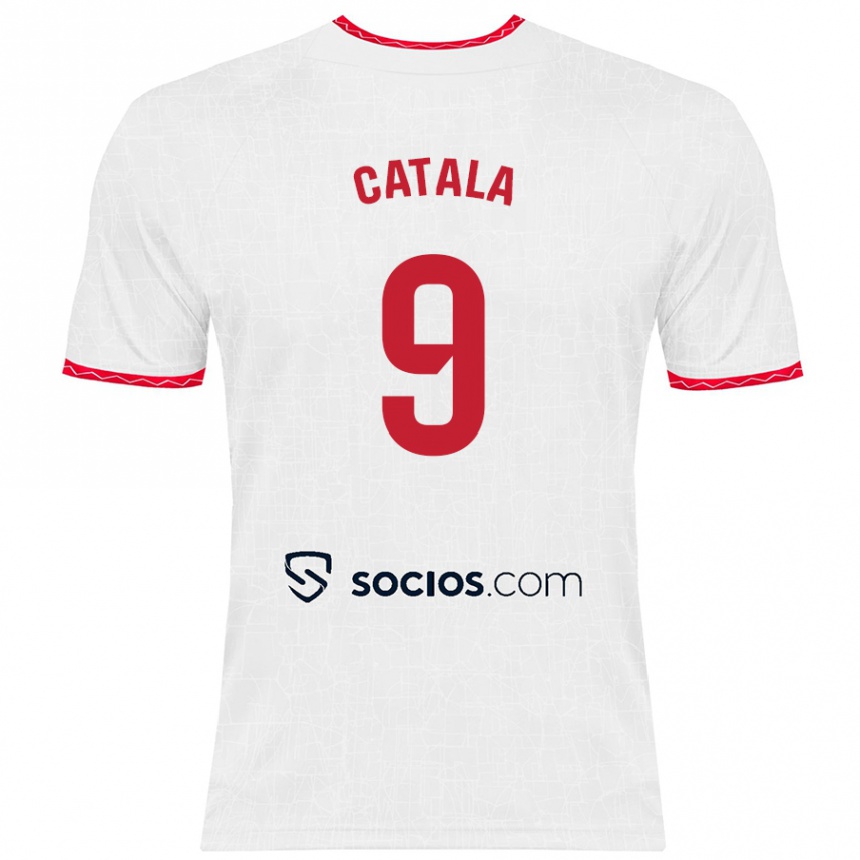 Femme Football Maillot Rubén Catalá #9 Blanc Rouge Tenues Domicile 2024/25 Canada