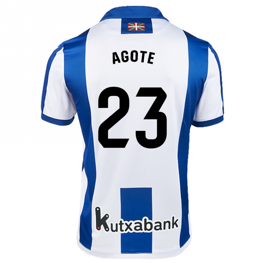 Women Football Unax Agote #23 White Blue Home Jersey 2024/25 T-Shirt Canada