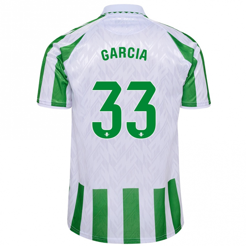 Femme Football Maillot Pablo García #33 Rayures Vertes Et Blanches Tenues Domicile 2024/25 Canada