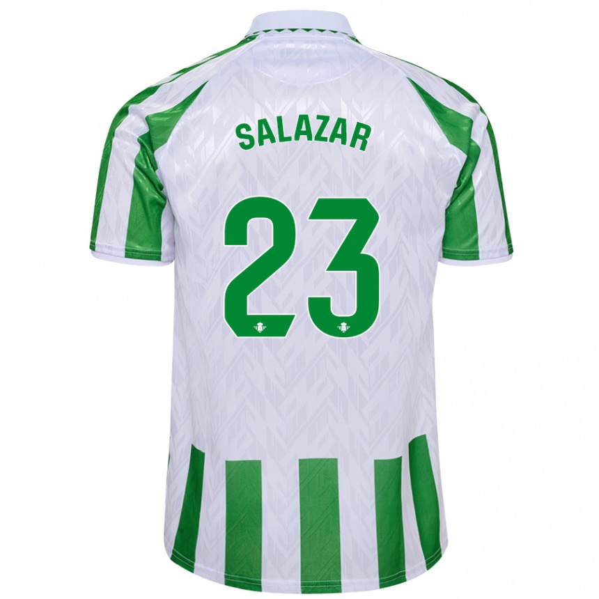 Women Football Noelia Salazar #23 Green White Stripes Home Jersey 2024/25 T-Shirt Canada