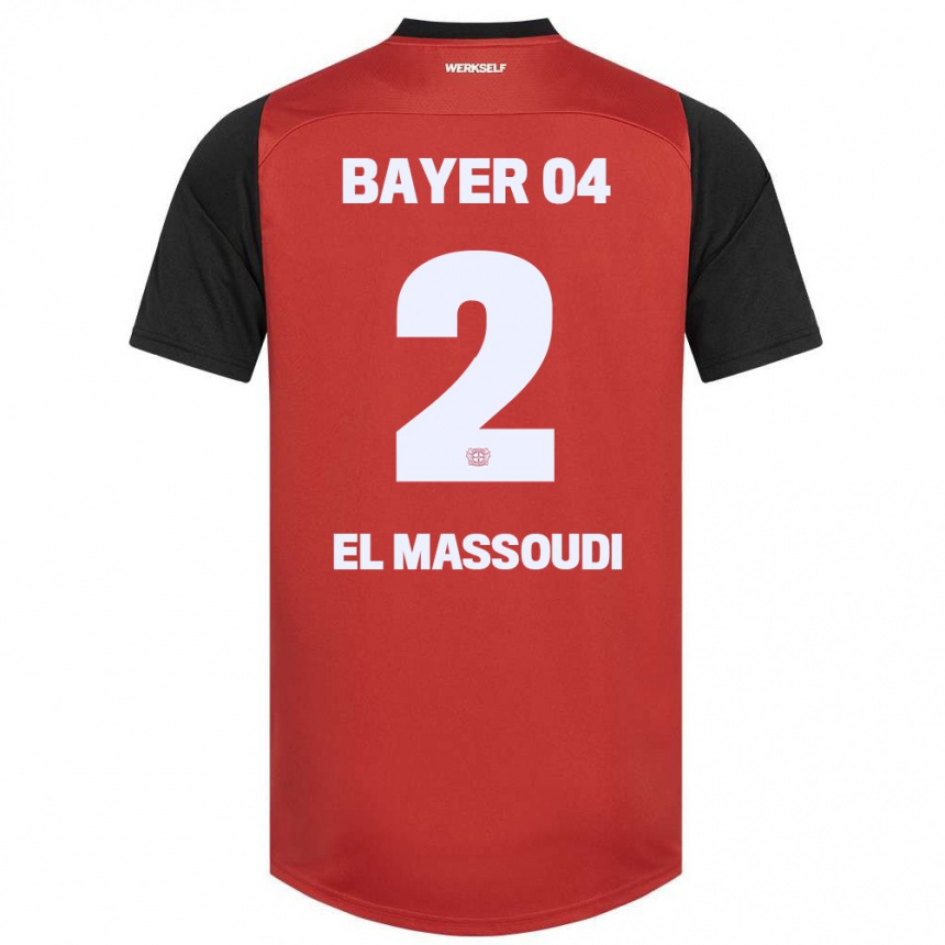 Women Football Nassim El Massoudi #2 Red Black Home Jersey 2024/25 T-Shirt Canada