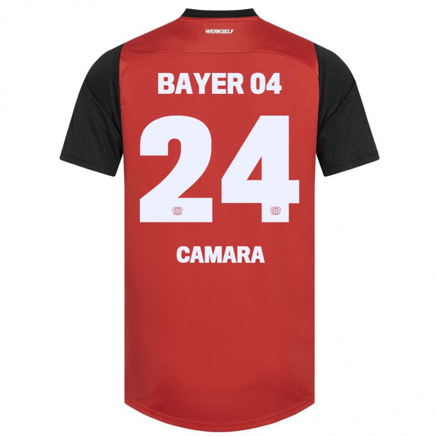 Women Football Nourdine Camara #24 Red Black Home Jersey 2024/25 T-Shirt Canada