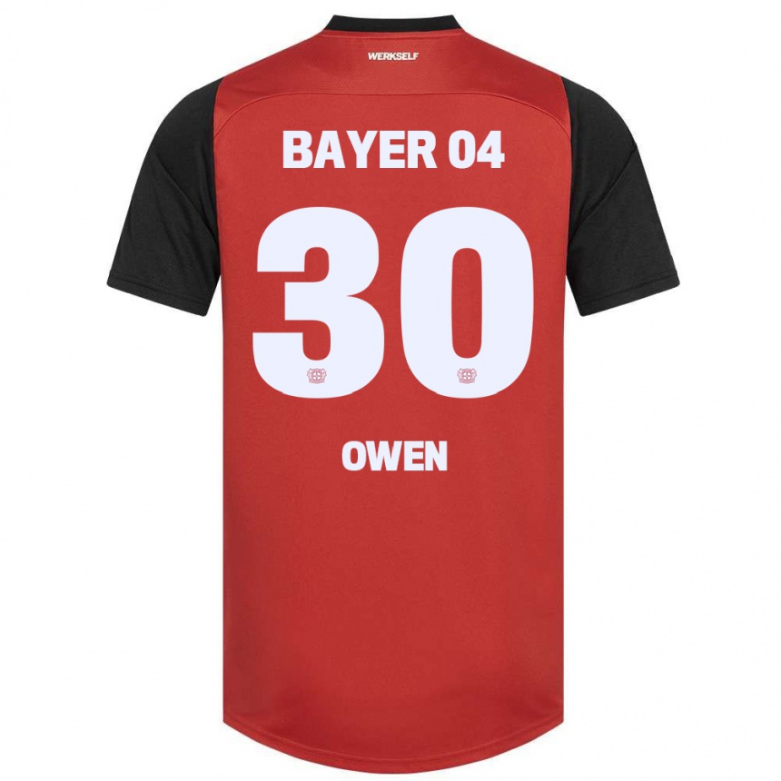 Women Football Emmanuel Owen #30 Red Black Home Jersey 2024/25 T-Shirt Canada