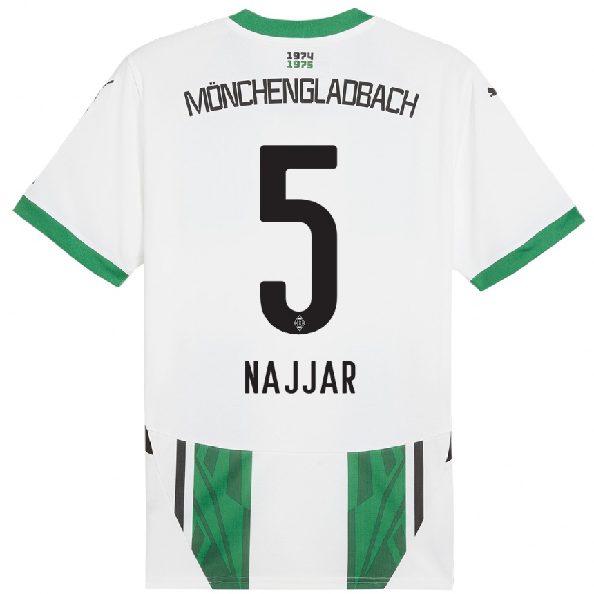 Women Football Jamil Najjar #5 White Green Home Jersey 2024/25 T-Shirt Canada