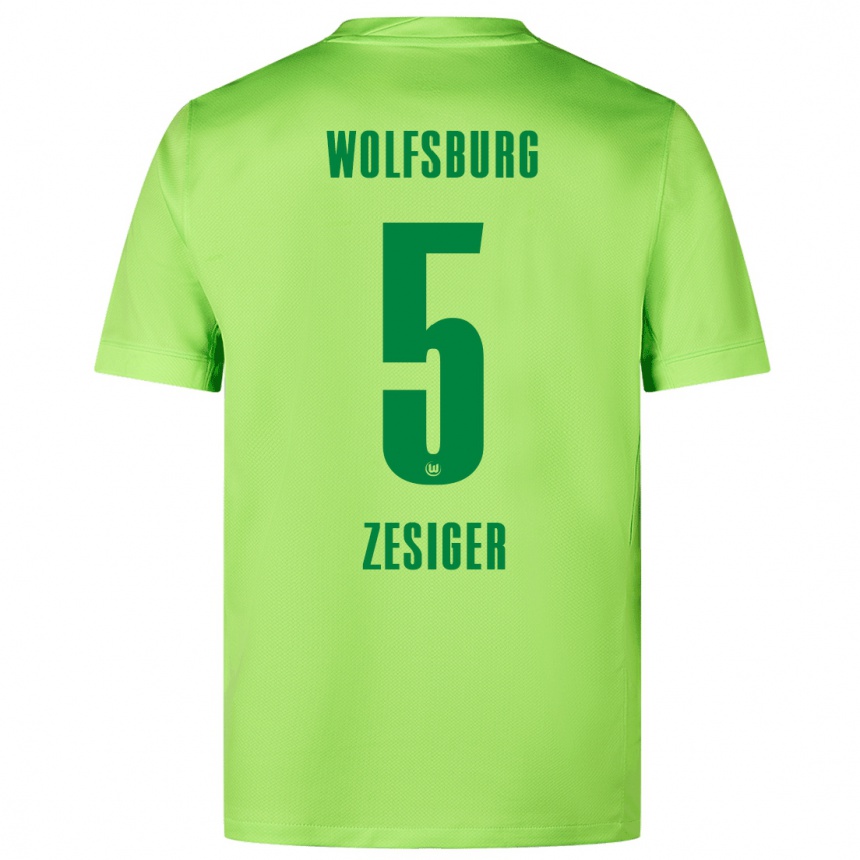 Femme Football Maillot Cédric Zesiger #5 Vert Fluo Tenues Domicile 2024/25 Canada