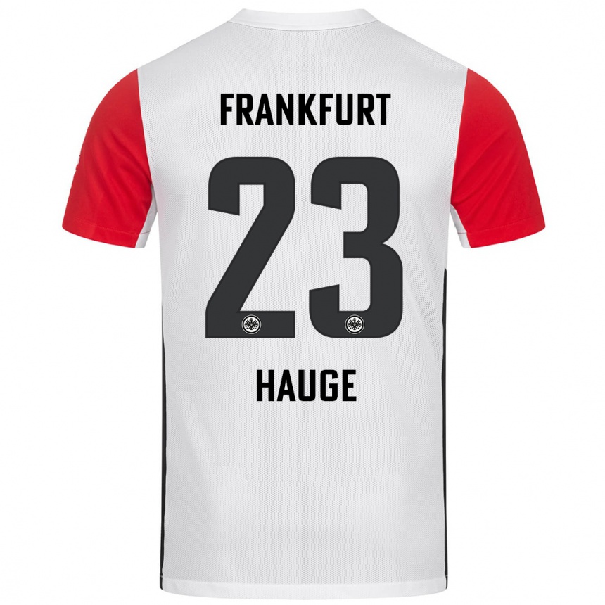 Women Football Jens Petter Hauge #23 White Red Home Jersey 2024/25 T-Shirt Canada