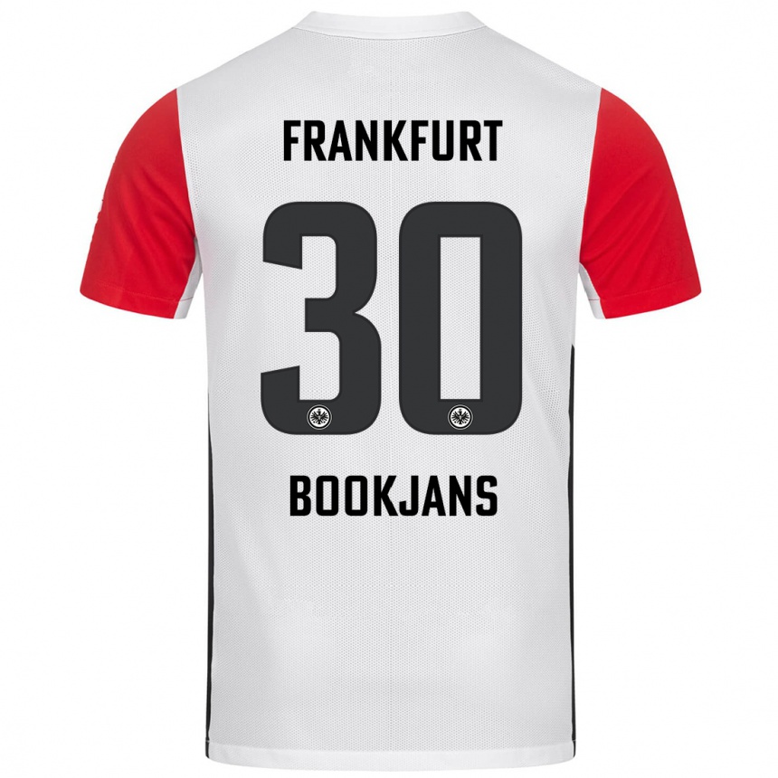 Women Football Jakob Bookjans #30 White Red Home Jersey 2024/25 T-Shirt Canada