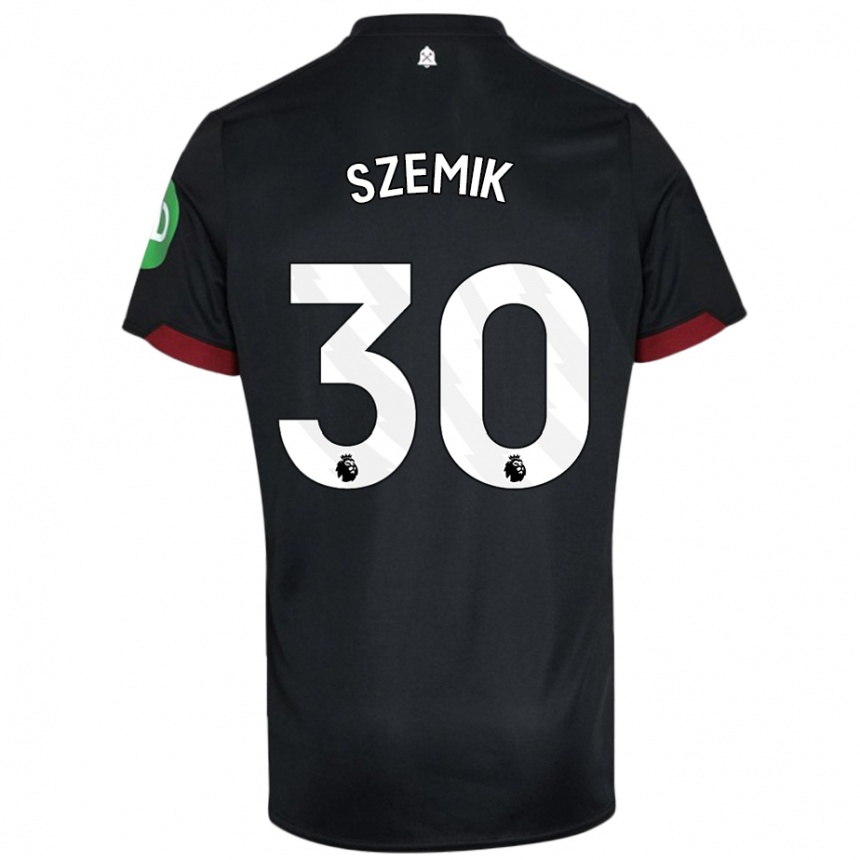 Femme Football Maillot Kinga Szemik #30 Noir Blanc Tenues Extérieur 2024/25 Canada