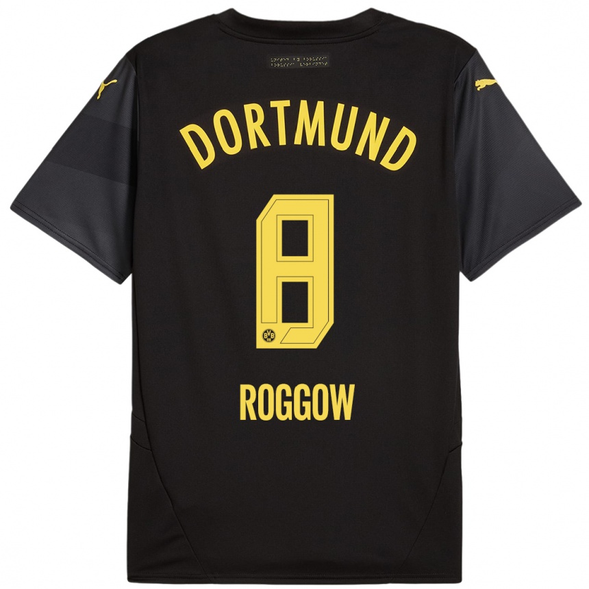 Women Football Franz Roggow #8 Black Yellow Away Jersey 2024/25 T-Shirt Canada