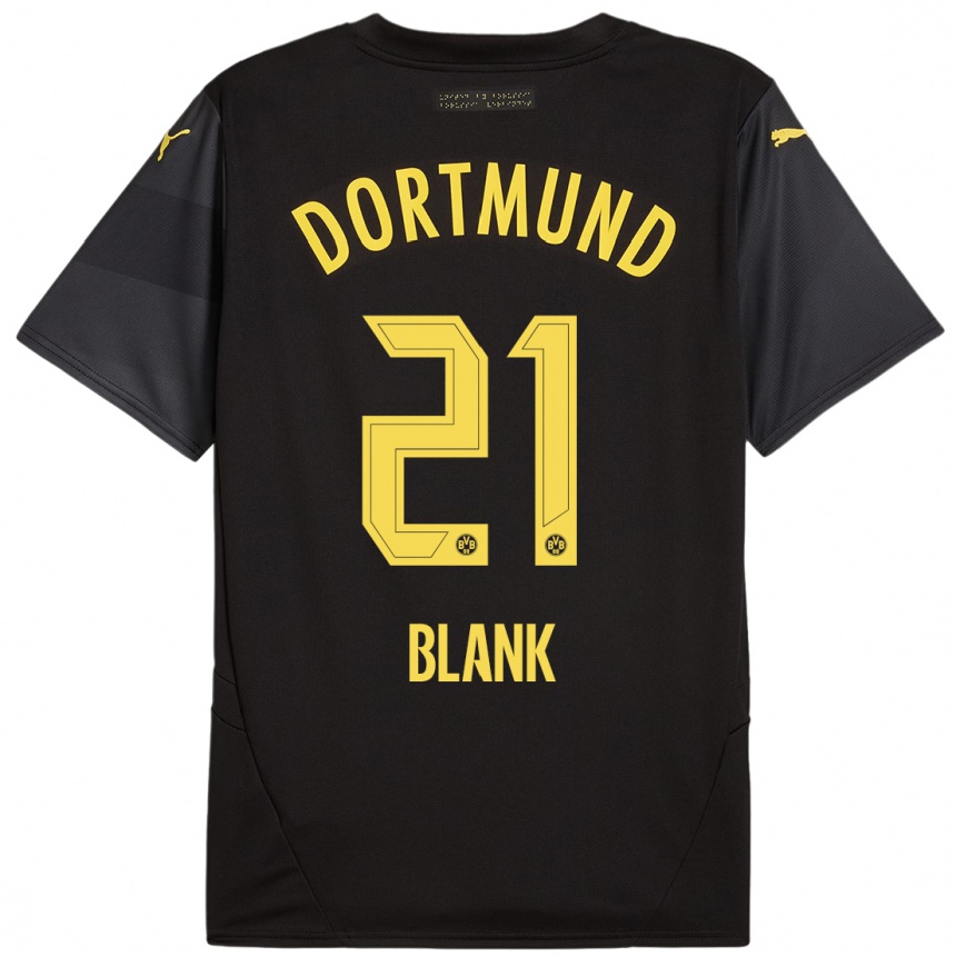 Femme Football Maillot Hendry Blank #21 Noir Jaune Tenues Extérieur 2024/25 Canada