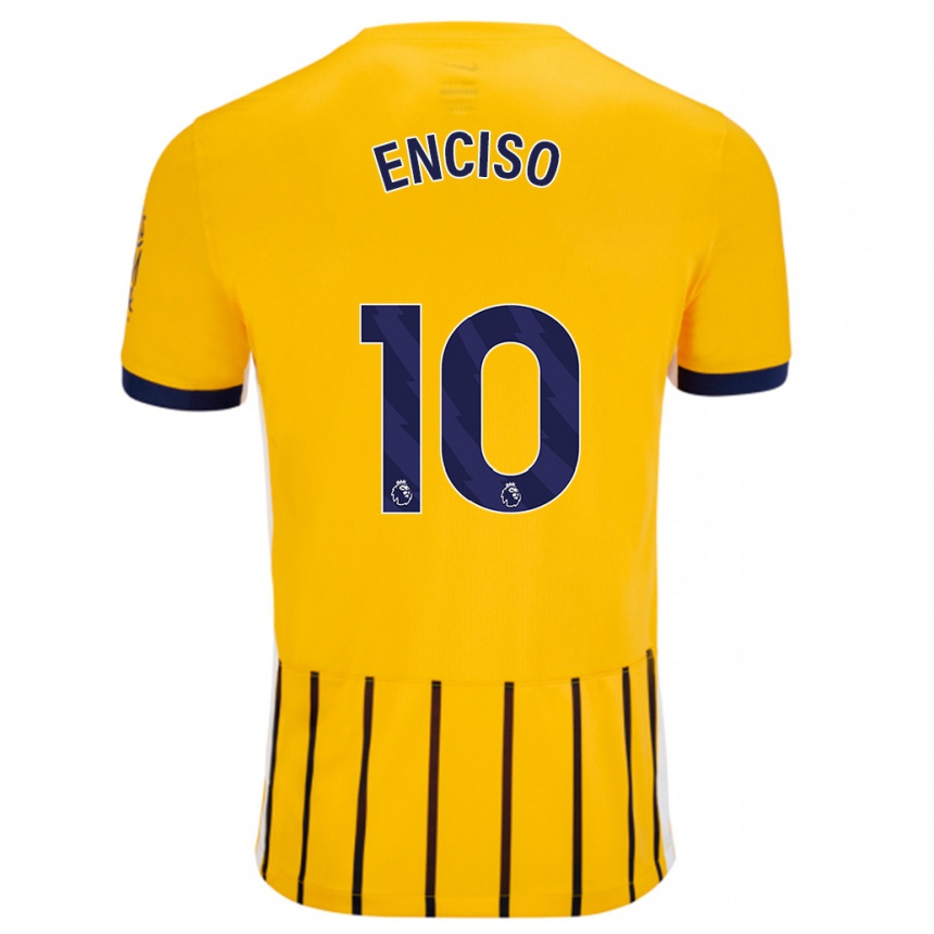 Femme Football Maillot Julio Enciso #10 Doré Bleu À Fines Rayures Tenues Extérieur 2024/25 Canada