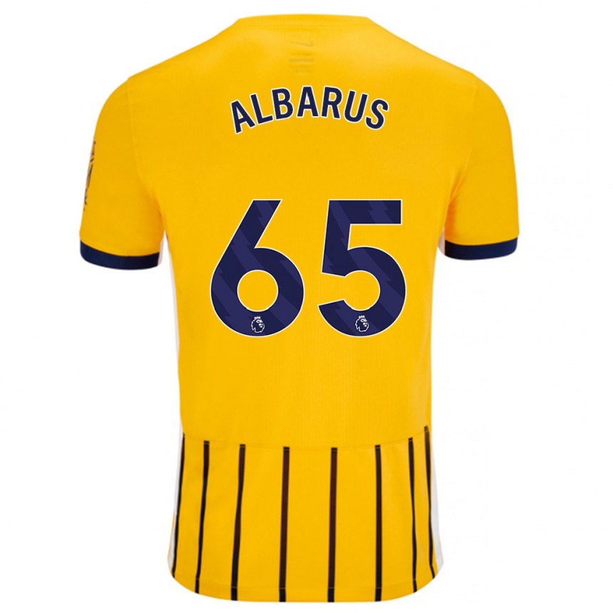 Women Football Zane Albarus #65 Gold Blue Pinstripes Away Jersey 2024/25 T-Shirt Canada