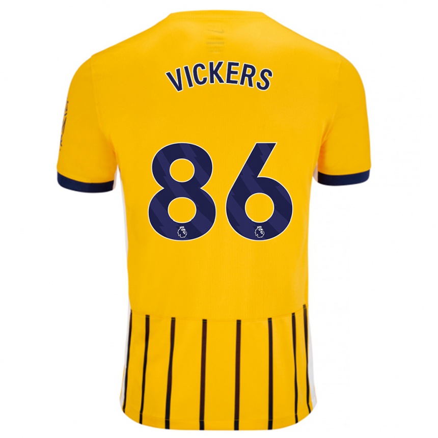 Femme Football Maillot Jacob Vickers #86 Doré Bleu À Fines Rayures Tenues Extérieur 2024/25 Canada