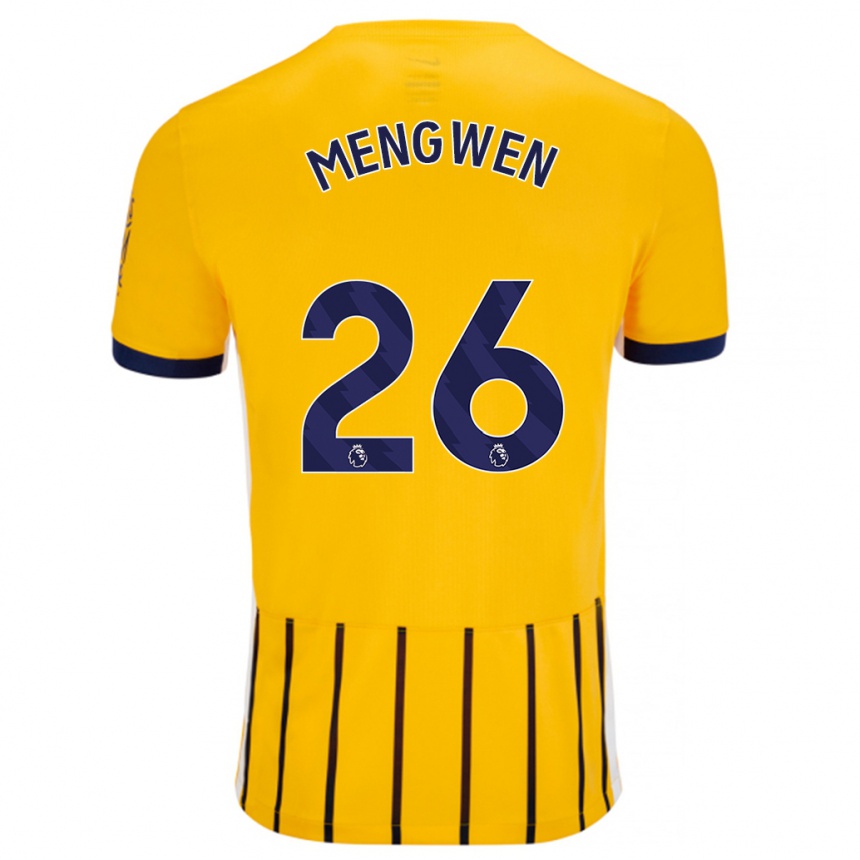 Femme Football Maillot Li Mengwen #26 Doré Bleu À Fines Rayures Tenues Extérieur 2024/25 Canada