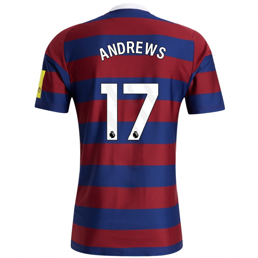 Women Football Amy Andrews #17 Burgundy Navy Blue Away Jersey 2024/25 T-Shirt Canada