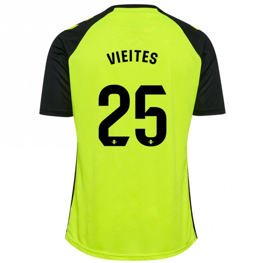 Women Football Fran Vieites #25 Fluorescent Yellow Black Away Jersey 2024/25 T-Shirt Canada