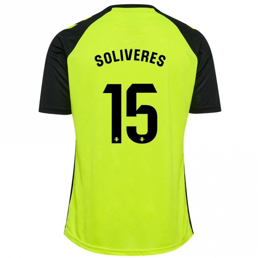 Women Football Gema Soliveres #15 Fluorescent Yellow Black Away Jersey 2024/25 T-Shirt Canada