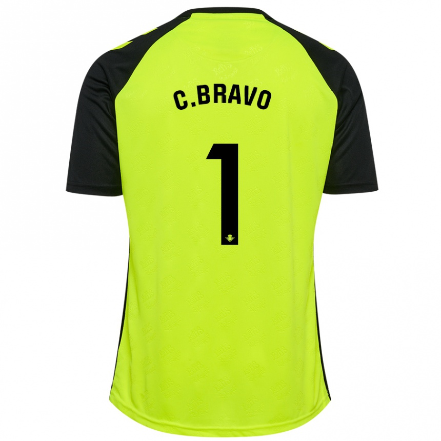 Femme Football Maillot Claudio Bravo #1 Jaune Fluo Noir Tenues Extérieur 2024/25 Canada